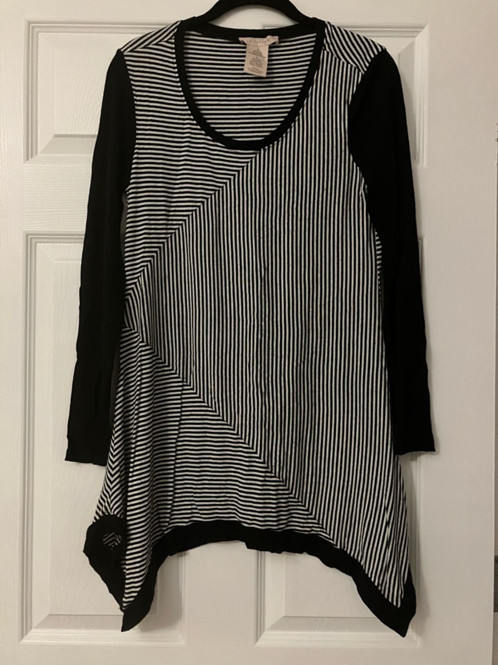 Philosophy Black & White Diagonal Stripe Tunic Top